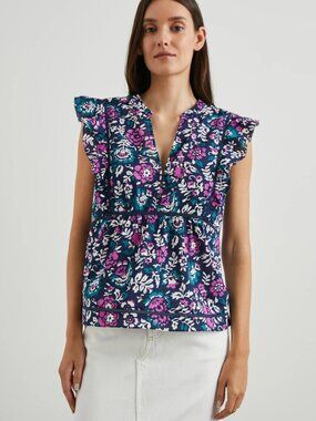 Rails Misha Woodblock Floral Blouse (current) Colorful Office Career XS